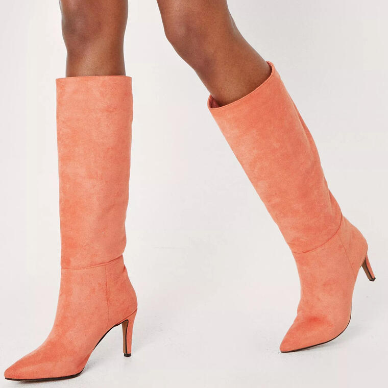 Faux Suede Knee High Stiletto Boots - NAsty Gal