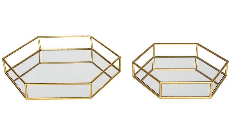 Felicia Nesting Metal Mirrored Decorative Trays, 2 Piece - Macy’s