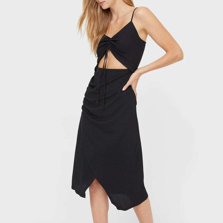 Gathered dress with cut-out detail - Stradivarius