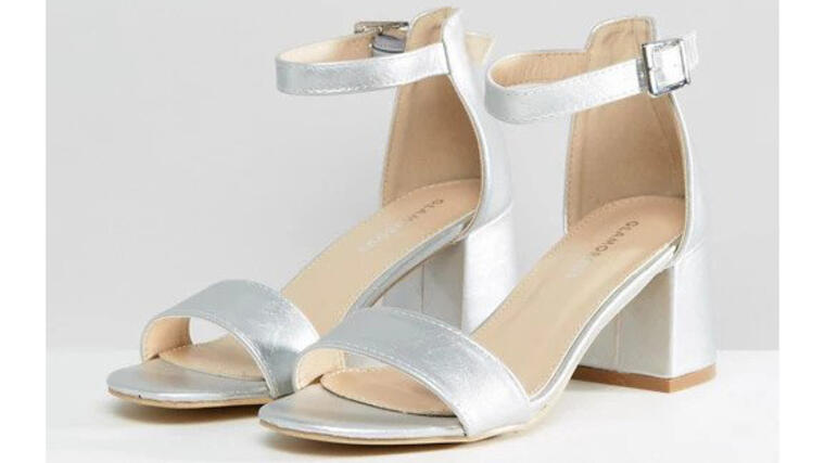 Glamorous silver block heel sandals - Asos