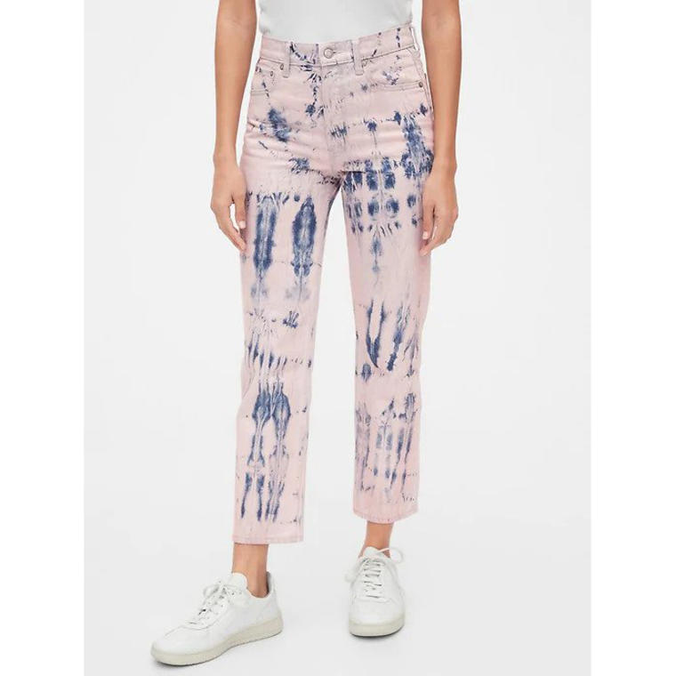 High Rise Tie Dye Cheeky Straight Jeans