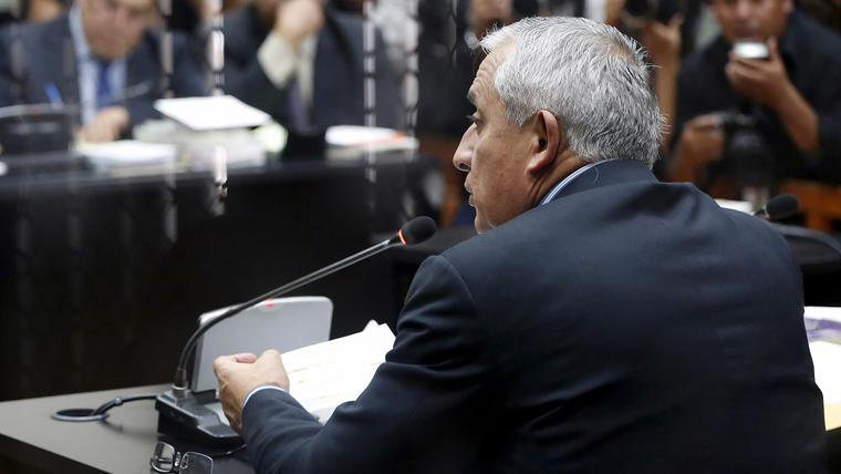 Guatemala's President Otto Perez Molina attends a hearing at the Supreme Court of Justice in Guatemala City