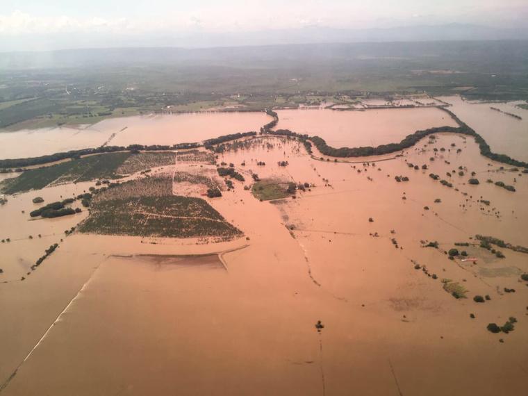 Campos inundados en Montecristi, República Dominicana, el domingo por el huracán María. 