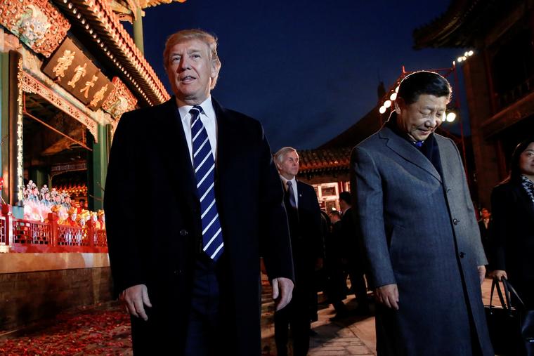 El presidente Trump y su homólogo chino, Xi Jinping, en Beijing.