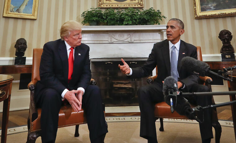 Trump (izquierda) y Obama, reunido en la Casa Blanca el 10 de noviembre de 2016. 