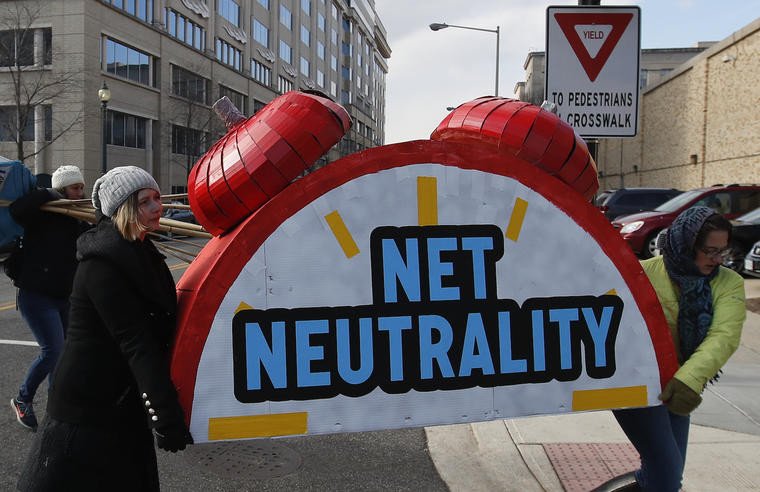 Protesta a favor de la neutralidad de la red, hoy en Washington DC. 