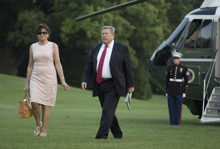 Viktor y Amalija Knavs, padres de Melania Trump, en la Casa Blanca en junio de 2017.
