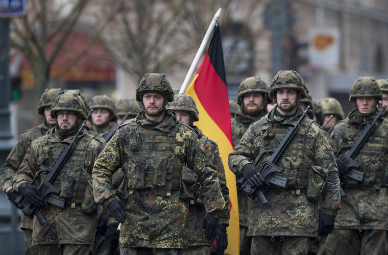 Miembros del ejército alemán durante una ceremonia en Vilnius (Lituania), el 24 de noviembre de 2017.