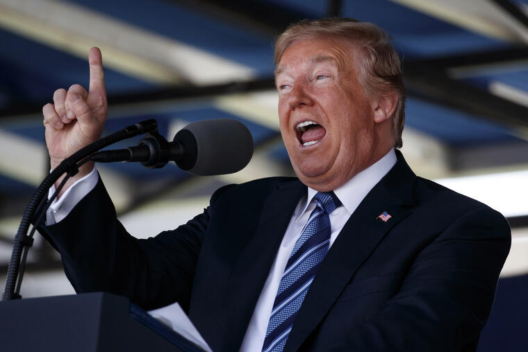 El presidente, Donald Trump, en un discurso en Annapolis, Maryland, el 25 de mayo de 2018.