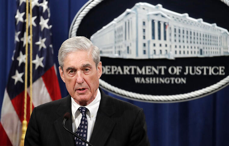 El fiscal especial de la trama rusa, Robert Mueller, durante declaraciones en el Departamento de Justicia, en Washington.