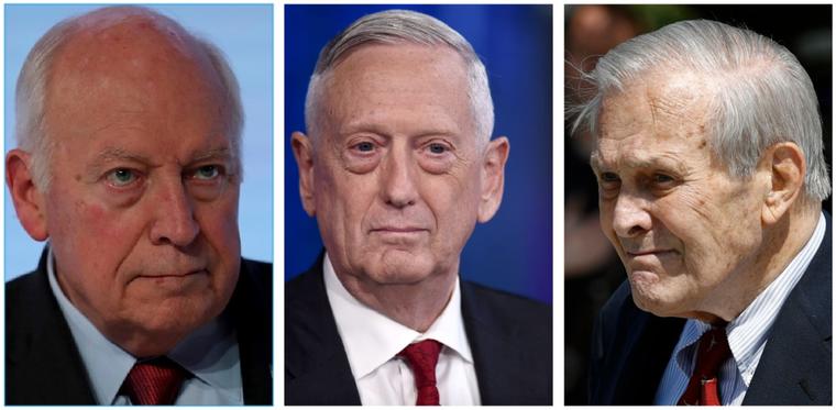 Dick Cheney, James Mattis y Donald Rumnsfeld