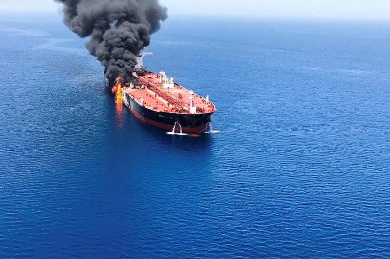 Uno de los petroleros supuestamente atacados en el mar de Omán el pasado jueves 13 de junio.