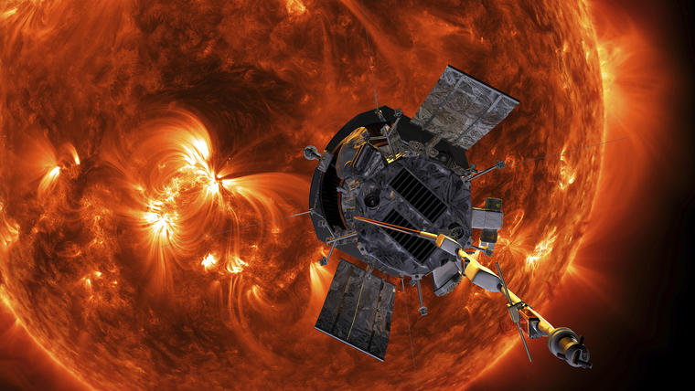 Imagen de la NASA que recrea la aproximación de la sonda Parker al Sol.