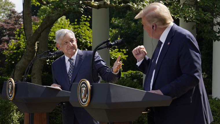 Los presidentes Andrés Manuel López Obrador y Donald Trump luego de su reunión en la Casa Blanca.