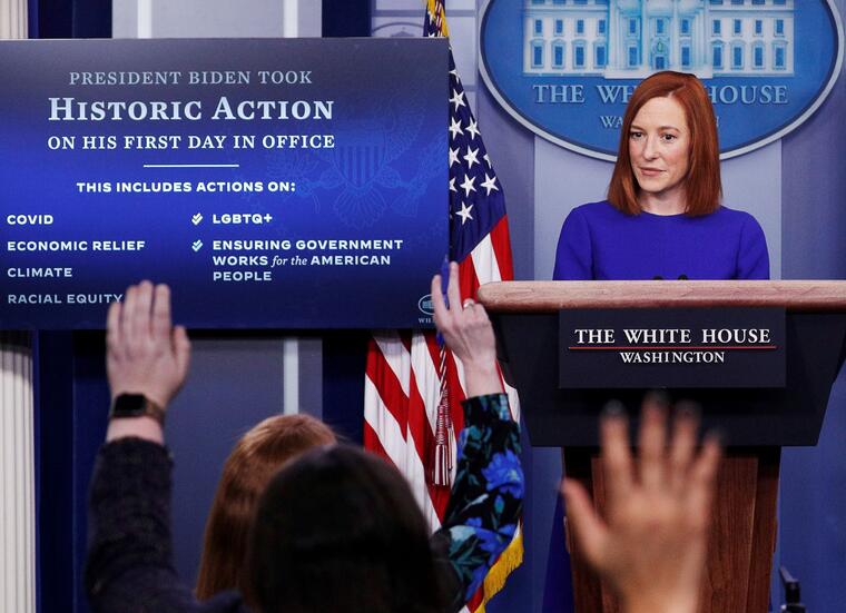 La nueva secretaria de prensa de la Casa Blanca, Jen Psaki, tuvo su primer encuentro con los periodistas horas después de la inauguración de Joe Biden como presidente. 