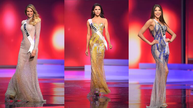 Candidatas a Miss Universo 2021 69na edición, desfile con vestidos de gala en competencia preliminar