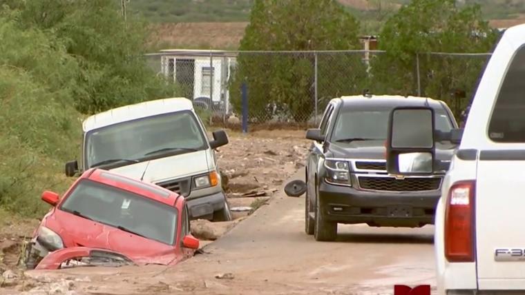 Inundación en La Unión, Nuevo México, cerca de El Paso, Texas