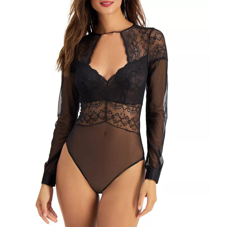INC Sheer Lace Thong Bodysuit, Created for Macy's