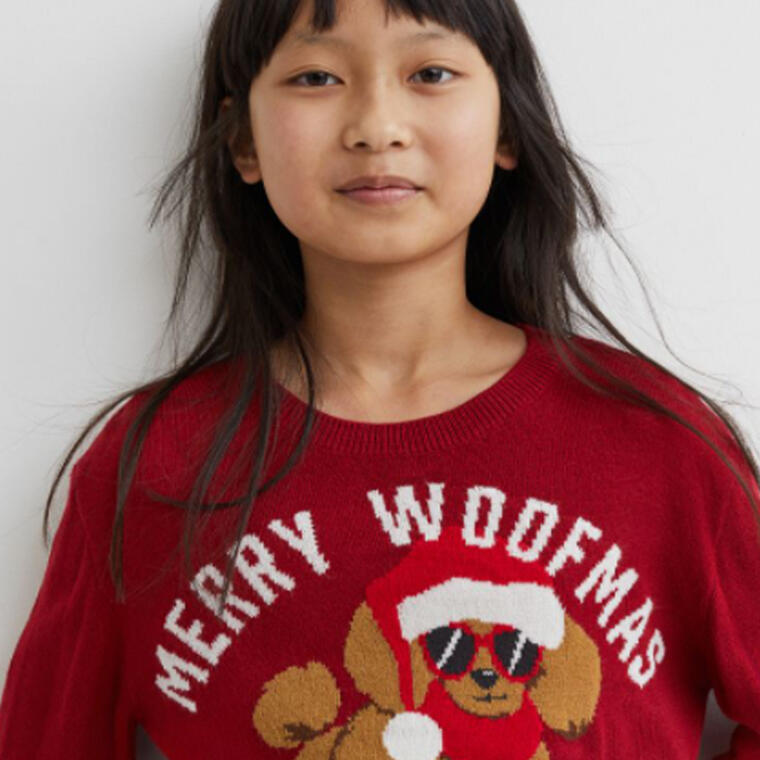 Suéter navideño de jacquard para niña.