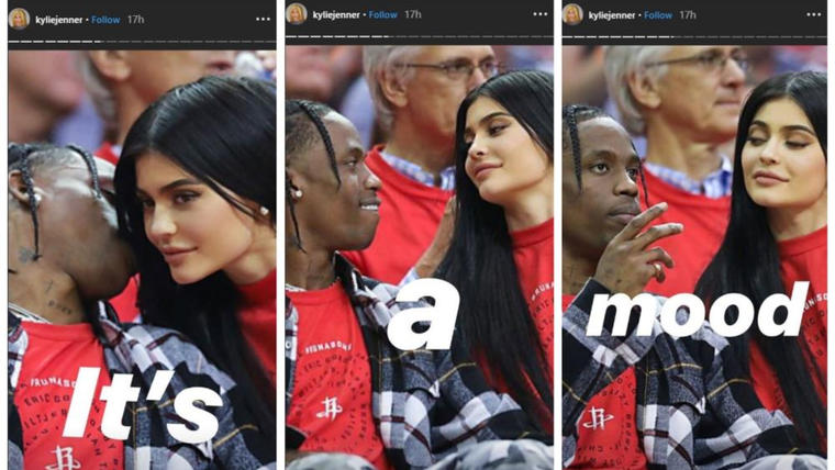 Kylie Jenner historias de Instagram junto a Travis Scott
