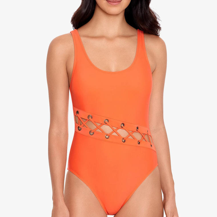 Laced Grommet One-Piece Swimsuit - Macy’s
