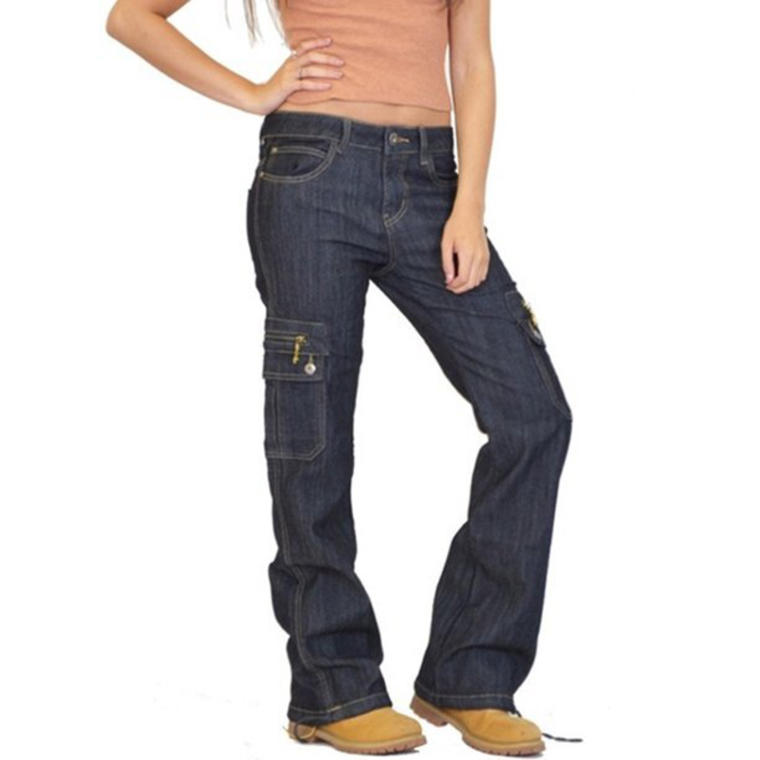 LilyLLL Womens Denim Cargo Pants Casual Straight Leg Jeans - Walmart