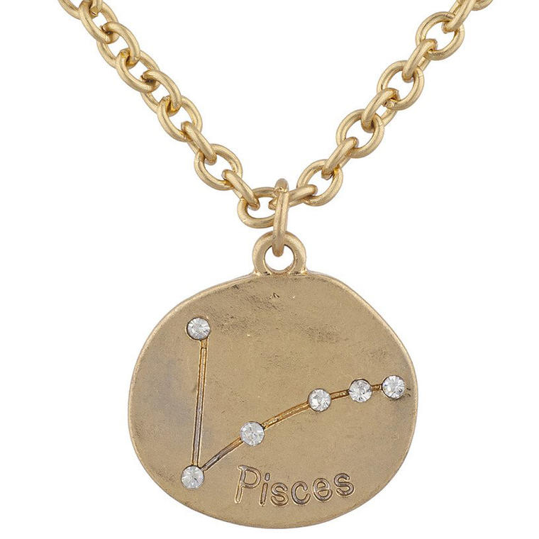 Lux Accessories Gold Tone Crystal Pisces Zodiac Constellation Horoscope Necklace - Walmart