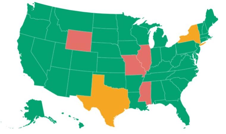 Un mapa sobre qué estados tienen sistema de rastreo de las boletas.