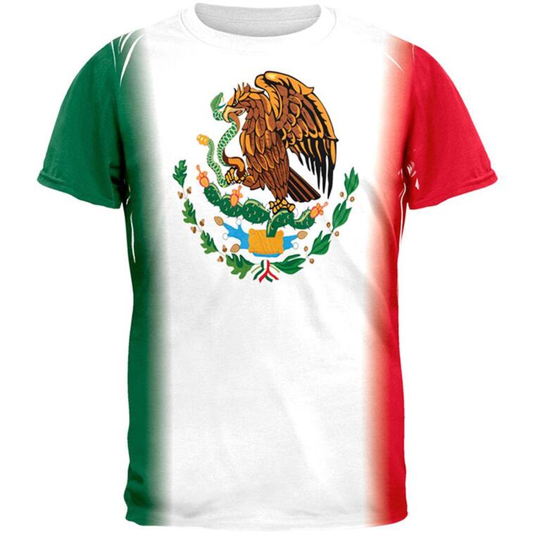 Mexican Flag All Over Adult T-Shirt