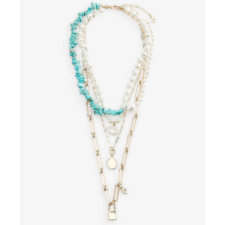 Multi-Row Stone And Pearl Layered Necklace - Macy’s
