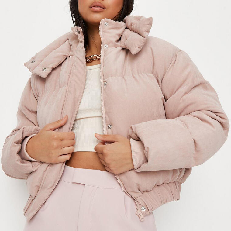 petite pink soft touch puffer jacket - Missguided