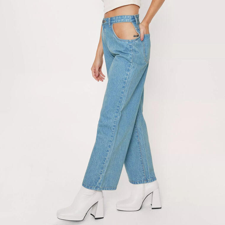 Petite Side Cut Out Wide Leg Jeans - Nasty Gal