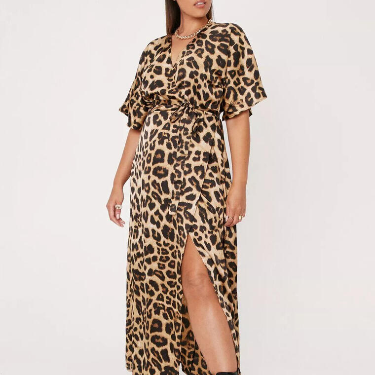 Plus Size Leopard Print Wrap Maxi Dress - Nasty Gal