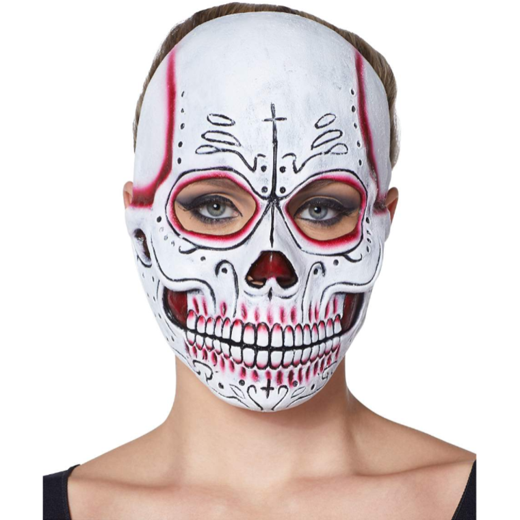 Red Sugar Skull Half Mask - Spirit Halloween