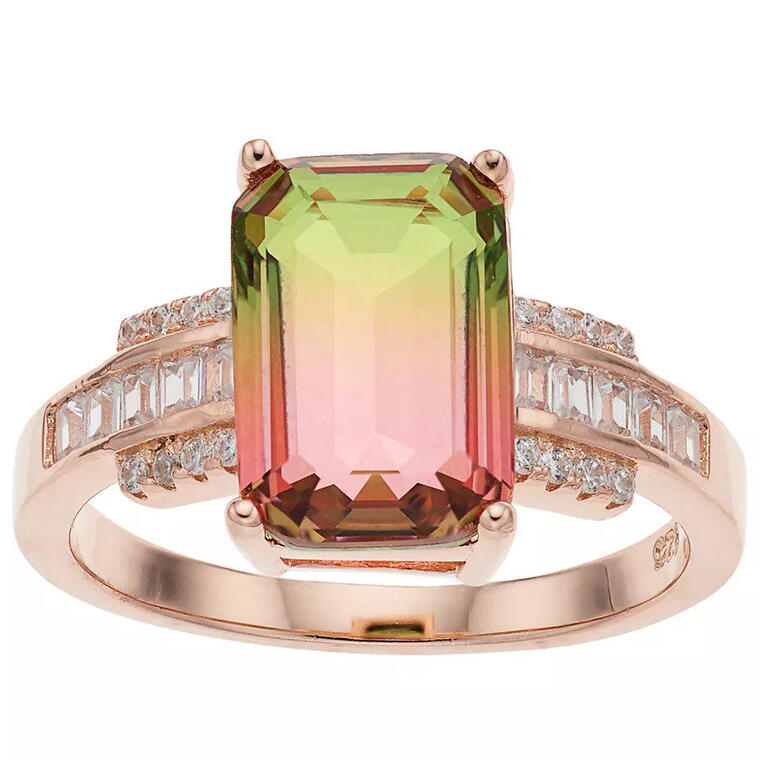 Rose Gold Over Silver Watermelon Cubic Zirconia Ring - Kohl’s