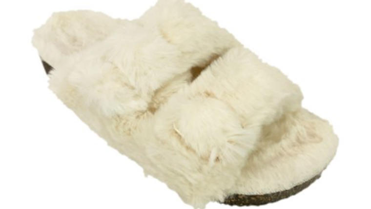 Secret Treasures Women’s Luxe Faux Fur Two Band Slide Slippers