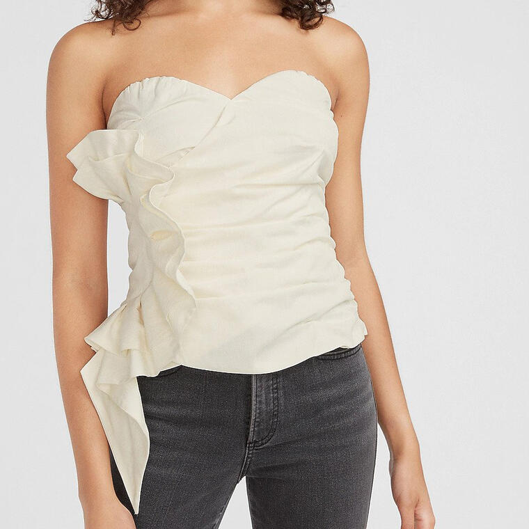 Strapless Tiered Ruffle Bustier Top