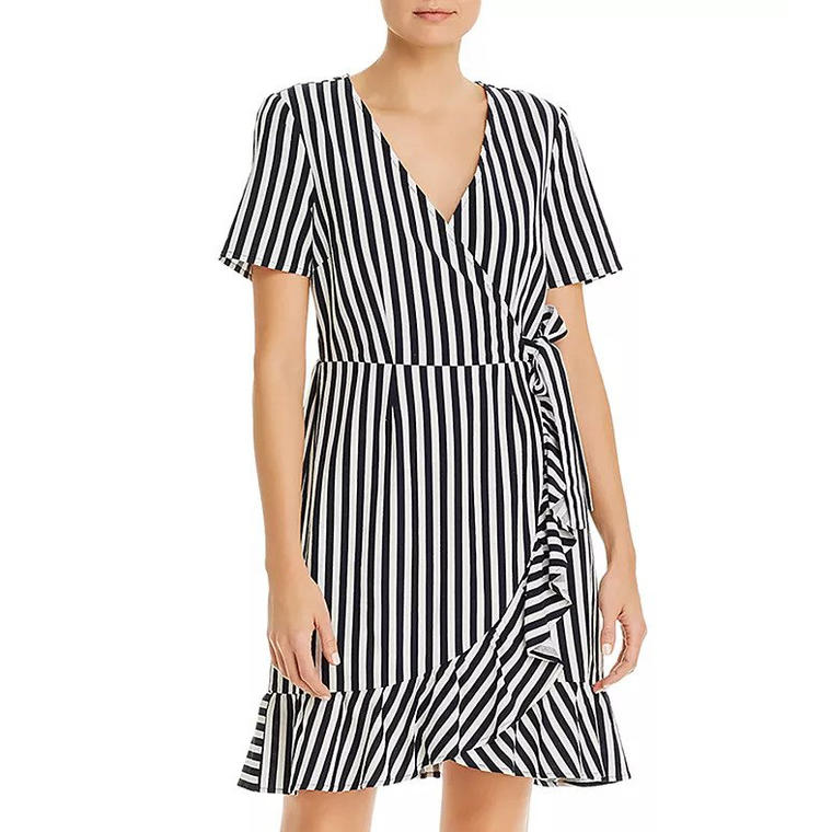 Striped Faux Wrap Dress  - Bloomingdales