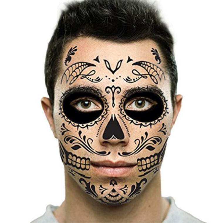  sugar skull day of the dead temporary face tattoo - Walmart