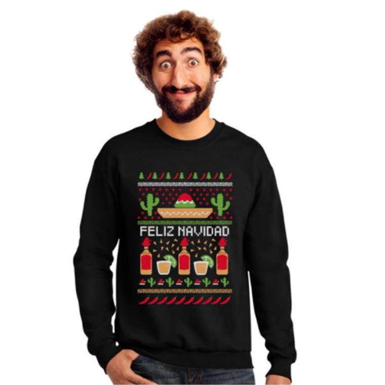 Suéter de Navidad con mensaje mexicano: Feliz Navidad.