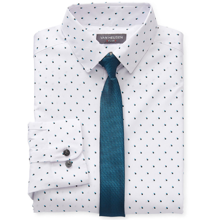 Van Heusen Little & Big Boys Point Collar Long Sleeve Stretch Shirt + Tie Set- JCPenney