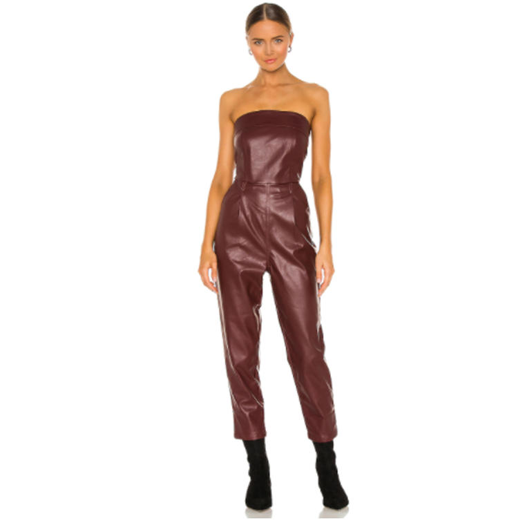 Vegan Leather Strapless Jumpsuit