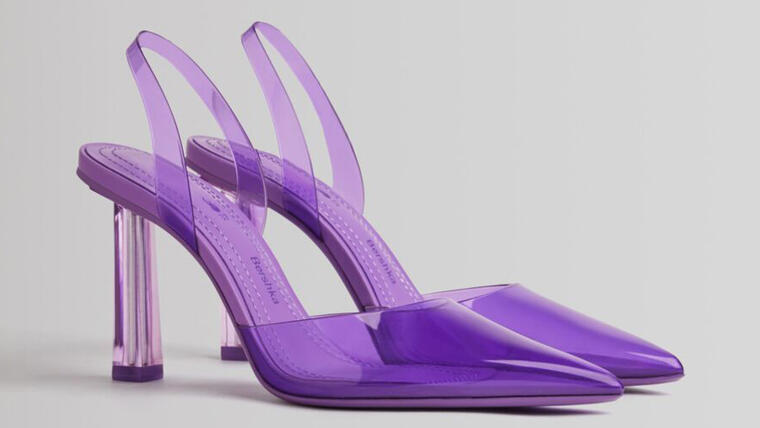 Vinyl heeled slingback shoes - Bershka