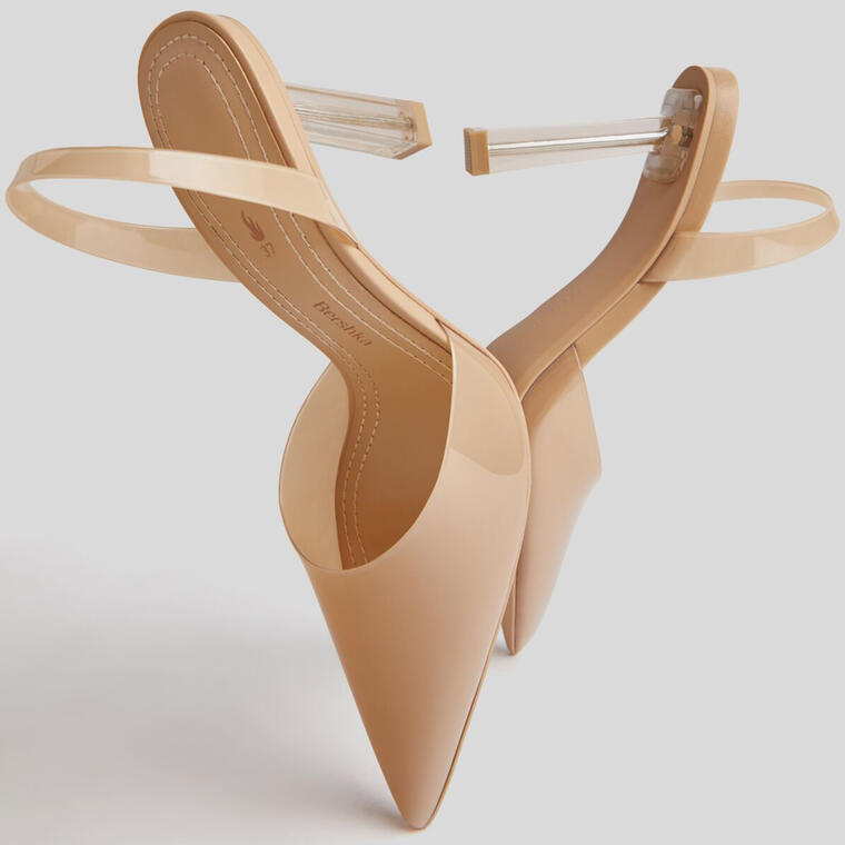 Vinyl heeled slingback shoes - Bershka
