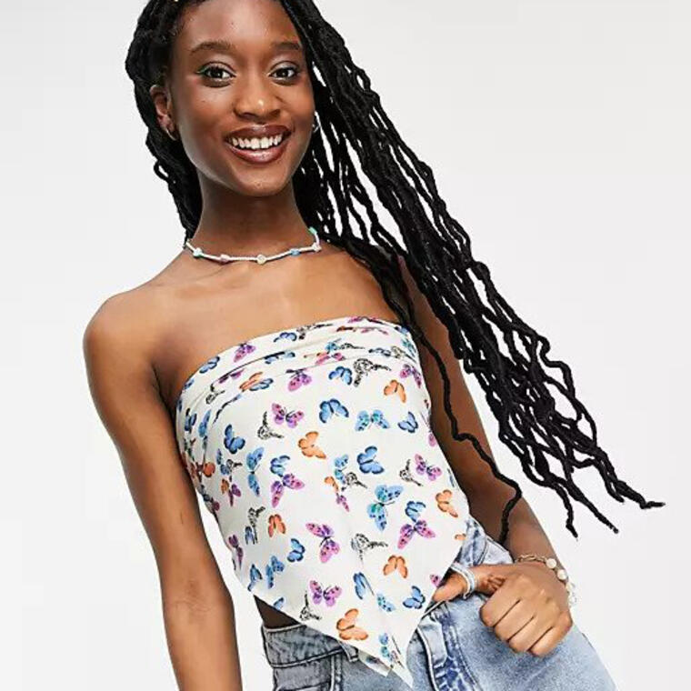 Wednesday's Girl scarf top in butterfly print - Asos