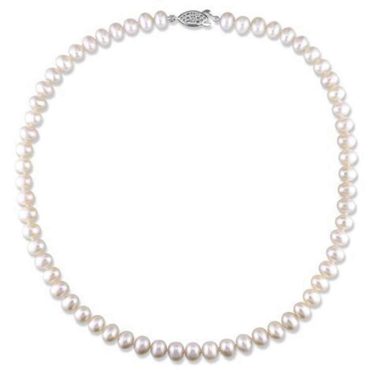 White Round Freshwater Cultured Pearl Brass Strand Necklace - Walmart