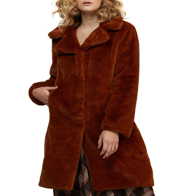 Women’s Long Faux Fur Coat - Walmart