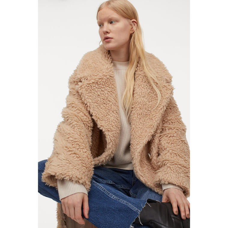 Wool-blend Faux Shearling Coat - H&M
