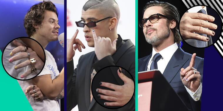 ¡Esmalte de uñas para hombres! La tendencia que usan Harry Styles, Bad Bunny, Brad Pitt y muchos otros famosos.