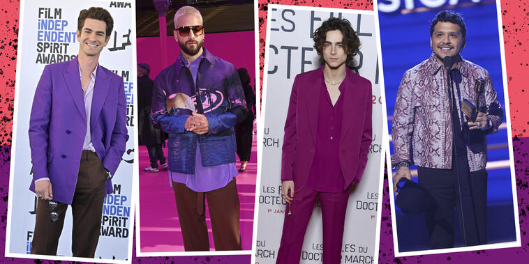 Así como Timothée Chalamet, Christian Nodal, Andrew Garfiel y Maluma, tú también obsesionate con el color morado como los famosos que ya usan el Pantone del año 2022
